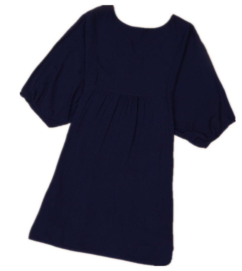 Kafeimali Summer Dress V Neck Mexican Embroidered Peasant Women's Dressy Tops Blouses (Navy Blue) - Image 2